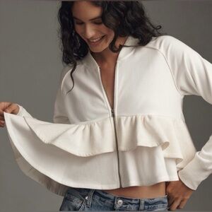 Maeve White Zip-Up Jacket